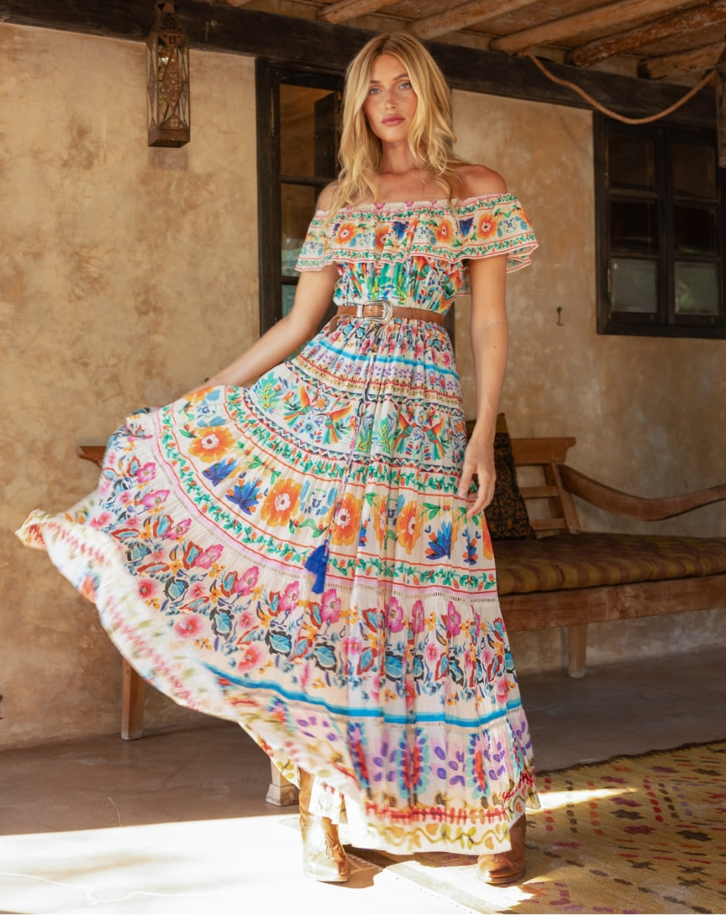 Miss June Maxi Layered Dress Rosa